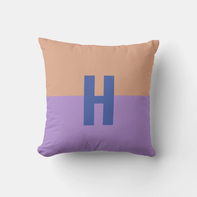 Elegant Pastel Colorblock Monogram Initial Letter Cushion (Front)