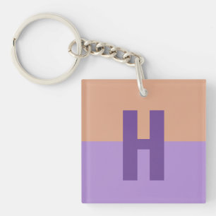 Elegant Pastel Colorblock Monogram Initial Letter Key Ring