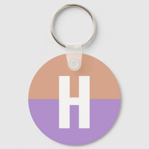 Elegant Pastel Colorblock Monogram Initial Letter Key Ring