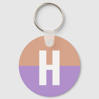 Elegant Pastel Colorblock Monogram Initial Letter Key Ring