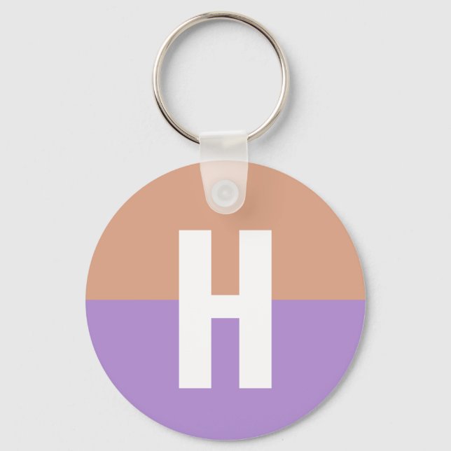 Elegant Pastel Colorblock Monogram Initial Letter Key Ring (Front)
