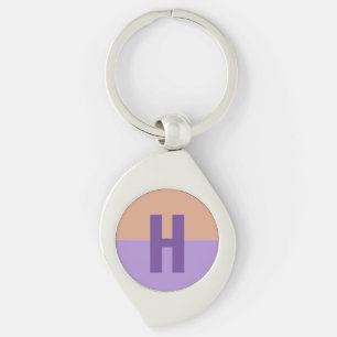 Elegant Pastel Colorblock Monogram Initial Letter Key Ring