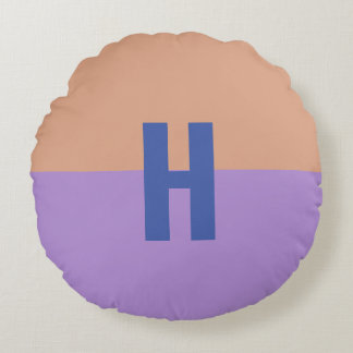 Elegant Pastel Colorblock Monogram Initial Letter Round Cushion