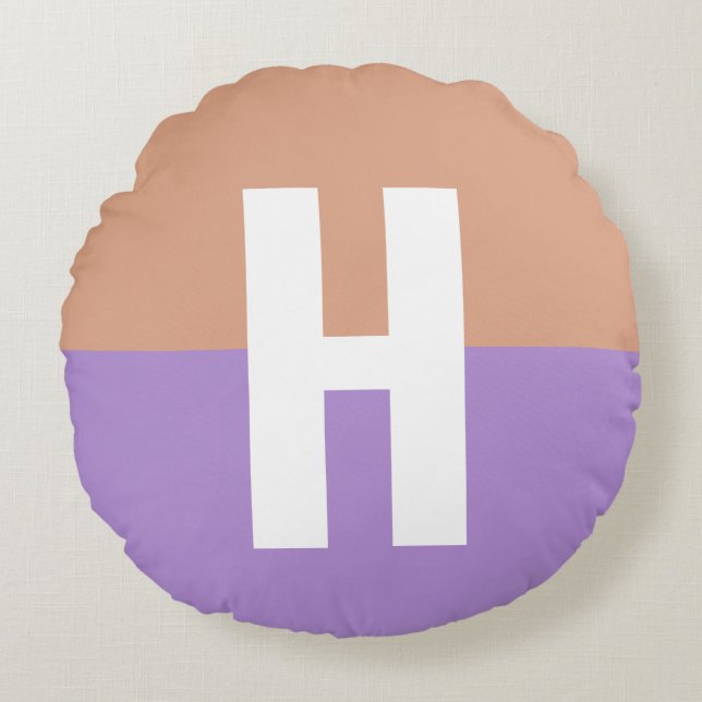 Elegant Pastel Colorblock Monogram Initial Letter Round Cushion (Front)