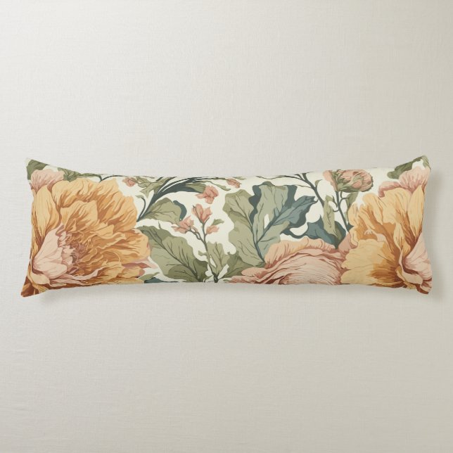 Elegant Pastel Colours Vintage Floral Body Cushion (Front)