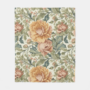Elegant Pastel Colours Vintage Floral Fleece Blanket