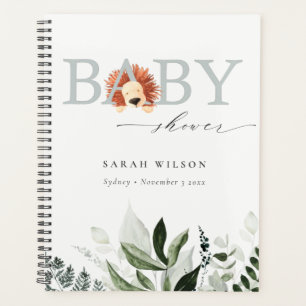 Elegant Pastel Cute Boho Lion Foliage Baby Shower Planner