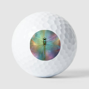 Elegant Pastel Dragonfly Fractal Art, Golf Balls