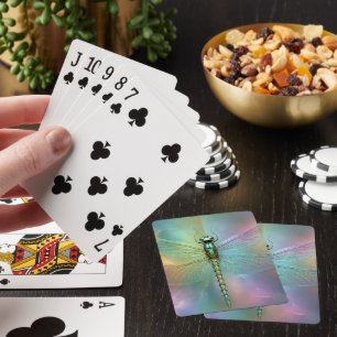 Elegant Pastel Dragonfly Fractal Art, Playing Cards