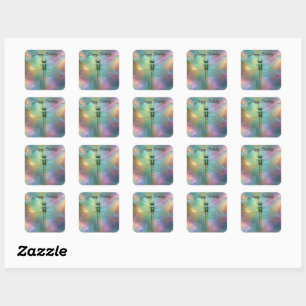Elegant Pastel Dragonfly Fractal Art, Square Sticker
