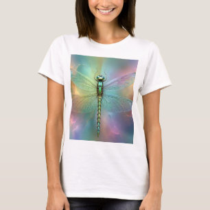 Elegant Pastel Dragonfly Fractal Art, T-Shirt