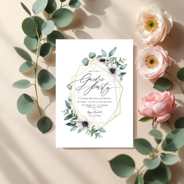 Elegant Pastel Eucalyptus and Anemone Garden Party Invitation (Elegant Pastel Eucalyptus and Anemone Garden Party Invitation)