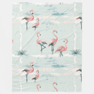 Elegant pastel flamingo pattern fleece blanket