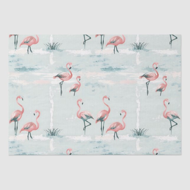 Elegant pastel flamingo pattern tissue paper (Front)