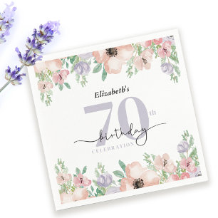 Elegant Pastel Floral 70th Birthday Party Napkin