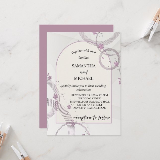 Elegant Pastel Floral Arch Wedding Invitation (Front/Back In Situ)