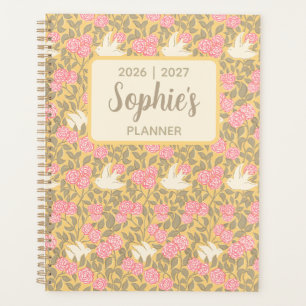 Elegant Pastel Floral Bird Academic Year Planner