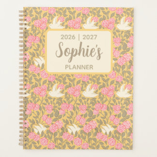 Elegant Pastel Floral Bird Academic Year Planner