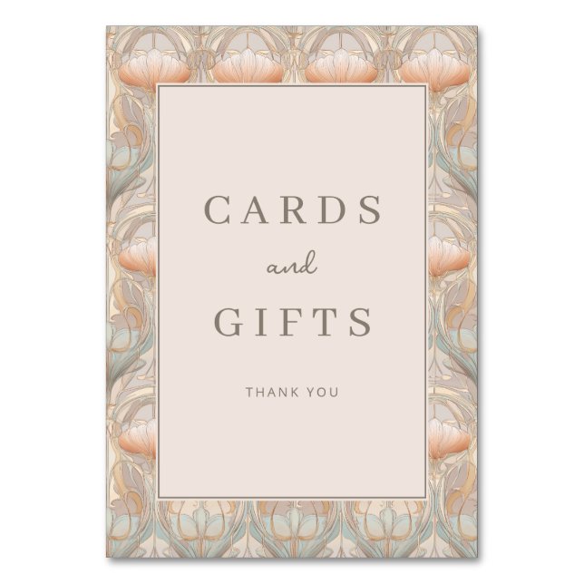 Elegant Pastel Floral Border Table Number (Front)