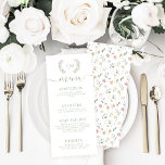 Elegant Pastel Floral Botanical Wedding Menu Cards<br><div class="desc">Enhance your wedding tablescape with these Elegant Rustic Wedding Menu Cards,  beautifully adorned with delicate pastel meadow flower blooms. Featuring sophisticated,  minimalist green text,  these menus add a refined botanical touch to your spring or summer wedding. Perfect for rustic,  garden,  or floral-themed celebrations!</div>