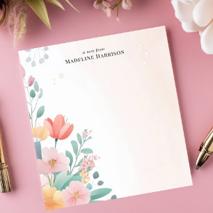 Elegant Pastel Floral Bouquet Personalised Name Notepad
