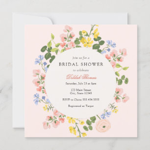 Elegant Pastel Floral Bridal Shower Invitation