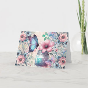 Elegant Pastel Floral Butterfly Note Card