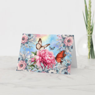 Elegant Pastel Floral Butterfly Note Card