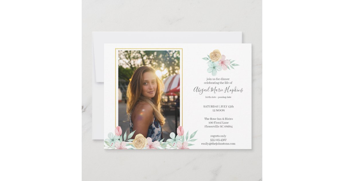 Elegant Pastel Floral Celebration of Life Funeral Thank You Card | Zazzle