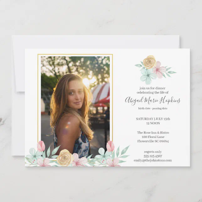 Elegant Pastel Floral Celebration of Life Funeral Thank You Card | Zazzle
