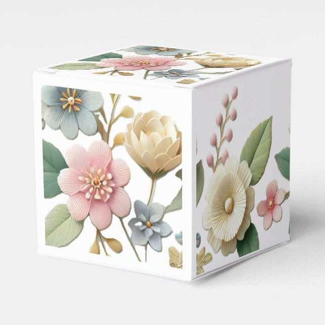 Elegant Pastel Floral Favour Box" Favour Box (Front Side)