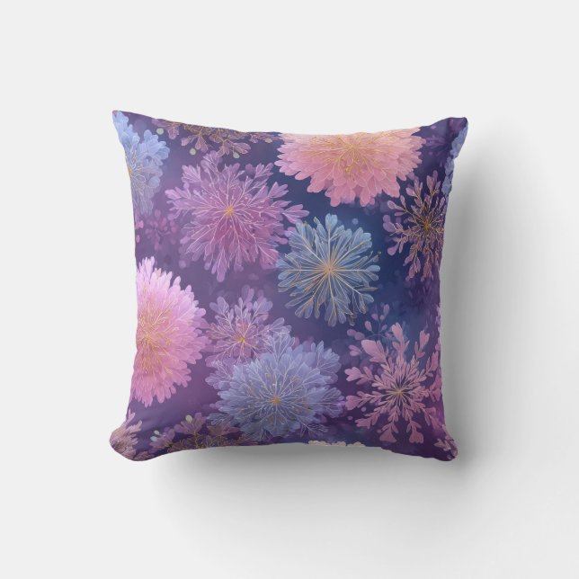 Elegant Pastel Floral Glow Throw Pillow (Front)