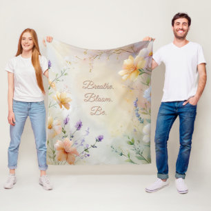 Elegant Pastel Floral - Golden Hues Quotes Fleece Blanket