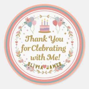 Elegant Pastel Floral Graduation Party Thank You Classic Round Sticker