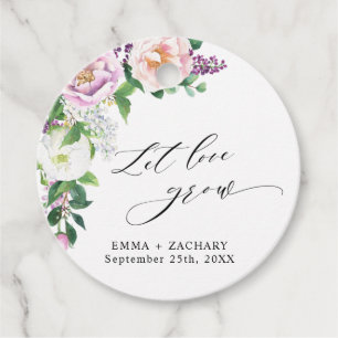 Elegant Pastel Floral, Let Love Grow Wedding Favour Tags