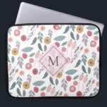 Elegant Pastel Floral Pattern Monogram Laptop Sleeve<br><div class="desc">Colourful pastel floral pattern with elegant monogram.</div>