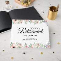 Elegant Pastel Floral Retirement Party Guest Book
