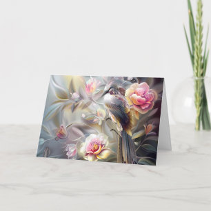 Elegant Pastel Floral Safari Bird Note Card