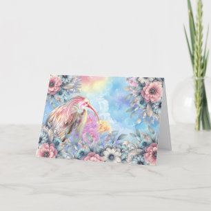 Elegant Pastel Floral Safari Bird Note Card
