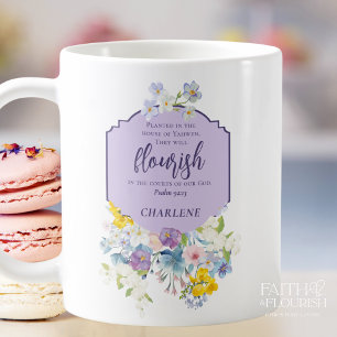 Elegant Pastel Floral Scripture Verse Personalised Coffee Mug
