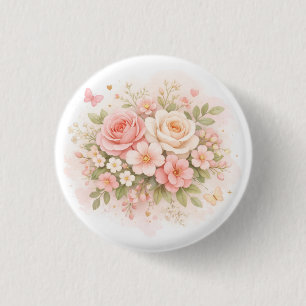 Elegant Pastel Floral Tote Bag 3 Cm Round Badge