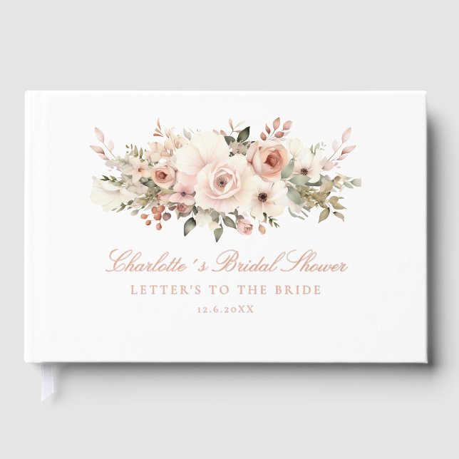 Elegant pastel flower bouquet Bridal Shower     Guest Book (Front)
