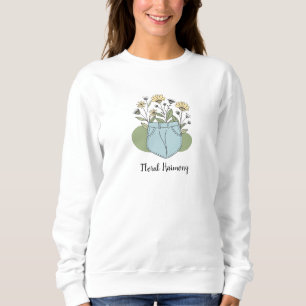 Elegant Pastel Flower Line Art, Minimal Aesthetic Sweatshirt