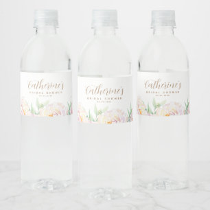 Elegant Pastel Flowers Bridal Shower Water Bottle Label