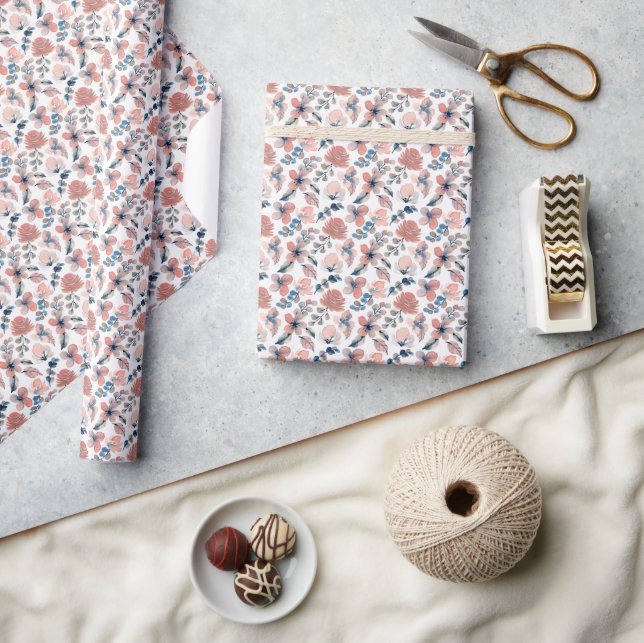 Elegant Pastel Flowers Wrapping Paper (Crafts)
