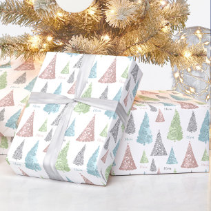 Elegant Pastel Glitter Christmas Wrapping Paper