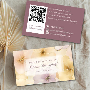 Elegant Pastel Gold Floral Designer Business Card