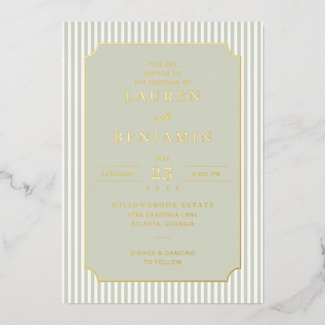 Elegant Pastel Green Formal Invitation (Front)
