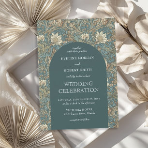 Elegant pastel green ivory floral Art Nouveau Invitation