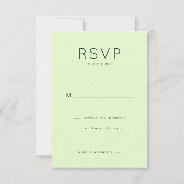 Elegant Pastel Green RSVP Card (Front)